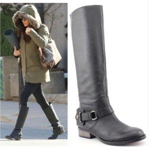 Coach Natale Riding Boots Womens 7.5 Black Leather Pull On Meghan Markle